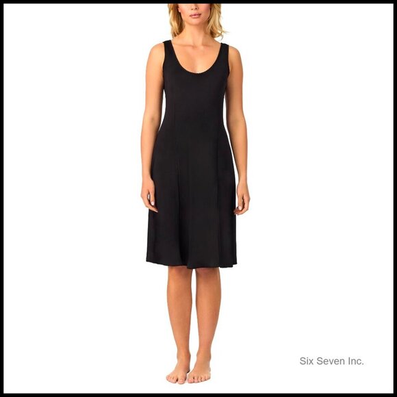 Other - Silky Stretch Slip Dress Elegant Minimal Chic Anti Cling A-Line Scoop Neck